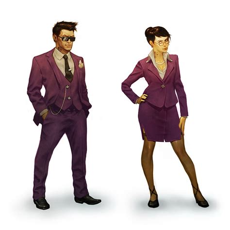 Concept art of the Saints Row IV boss outfits for...