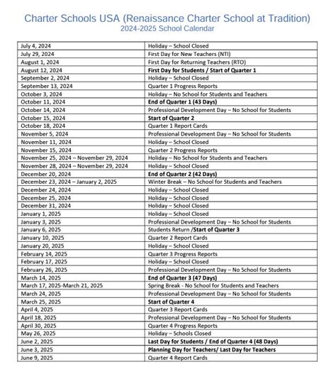 Renaissance Charter School Calendar 2025 - Carmon Konstanze