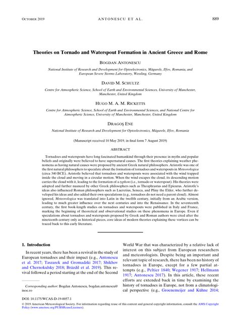 (PDF) Theories on Tornado and Waterspout Formation in Ancient Greece and Rome