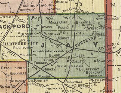 Jay County, Indiana, 1908 Map, Portland