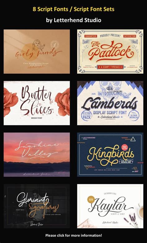 8 Script Fonts / Script Font Sets by Letterhend Studio #ScriptFont # ...