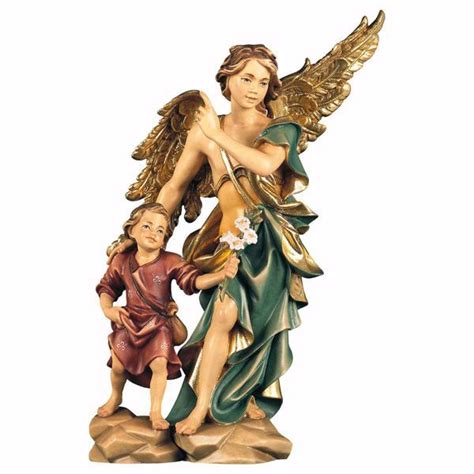 Saint Raphael Archangel with Tobias wooden Statue cm 15 (5,9 inch ...