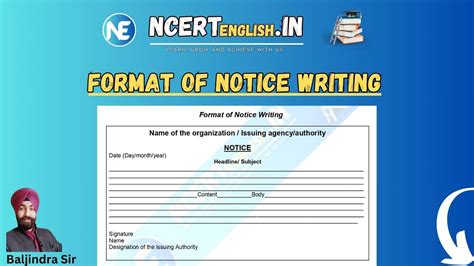 Format of Notice Writing for Class 10 to 12