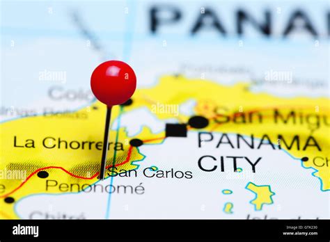 San Carlos pinned on a map of Panama Stock Photo - Alamy