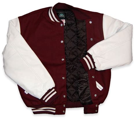 Maroon and White Varsity Letterman Jacket (Sale) - Mount Olympus Awards