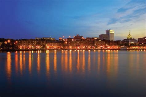 Savannah Riverfront At Dusk by Jung-pang Wu