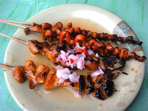 Filipino Street Food: Isaw: Grilled Chicken intestine