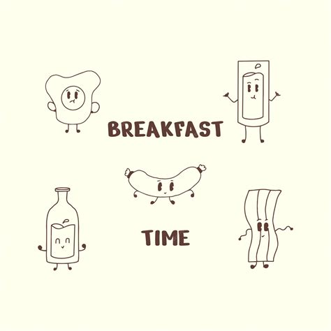 Premium Vector | Hand drawing cute character breakfast design vector element