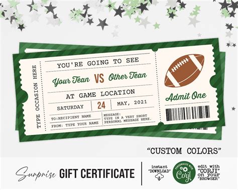 Football Game Surprise Gift Ticket Surprise Ticket to the - Etsy UK