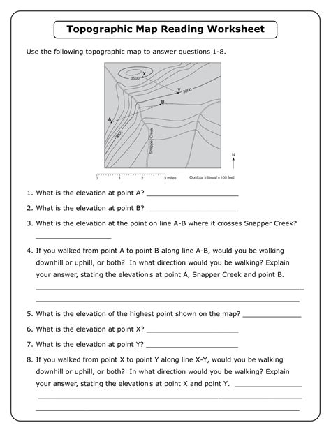 Topographic Map Worksheet Answer Key | Carolina Map