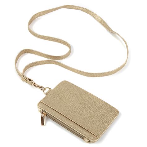 No Brand Vegan Leather Gold Zipper Wallet with Card Slot & Clip On Lanyard - Walmart.com