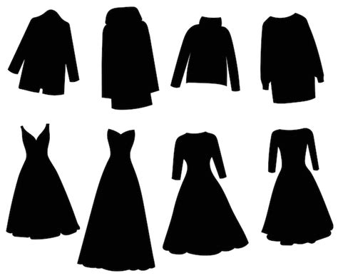 Premium Vector | Clothes set dresses silhouette isolated vector