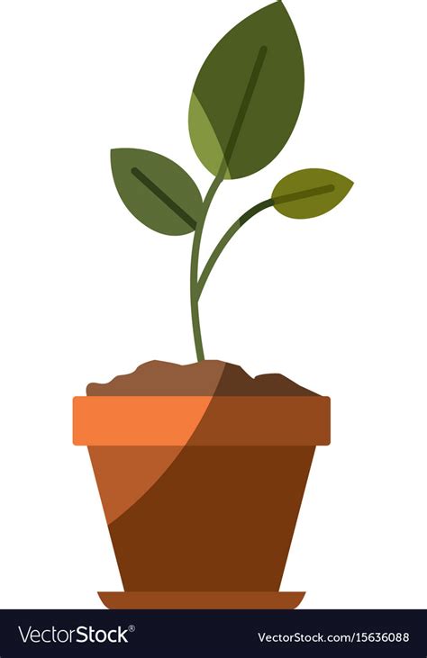 Colorful silhouette of small plant in flower pot Vector Image