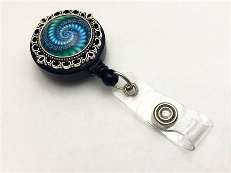 Blue Swirl Magnetic Badge Reel, Retractable Badge Holder, Clip on Also ...