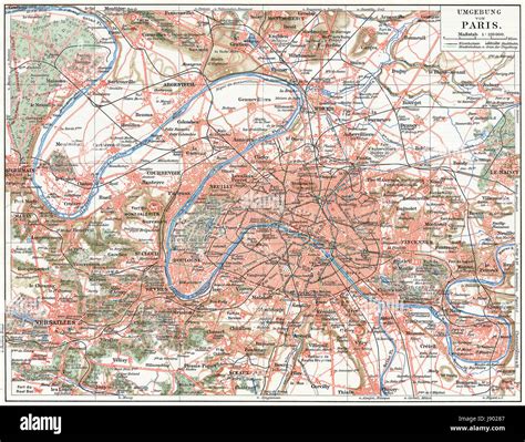 paris, suburbs, map, atlas, map of the world, city, town, colour ...