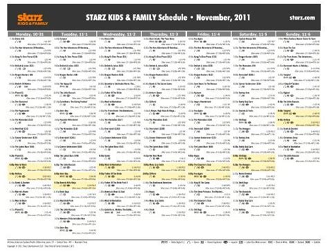 STARZ KIDS & FAMILY Schedule - November, 2011