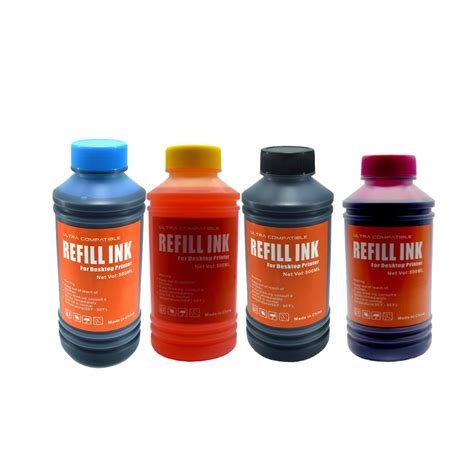 4 Colors 500ml Universal Refill Ink Compatible with Epson Canon HP ...