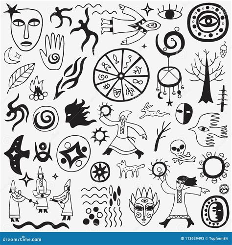 Shaman character doodles stock vector. Illustration of shaman - 113639493