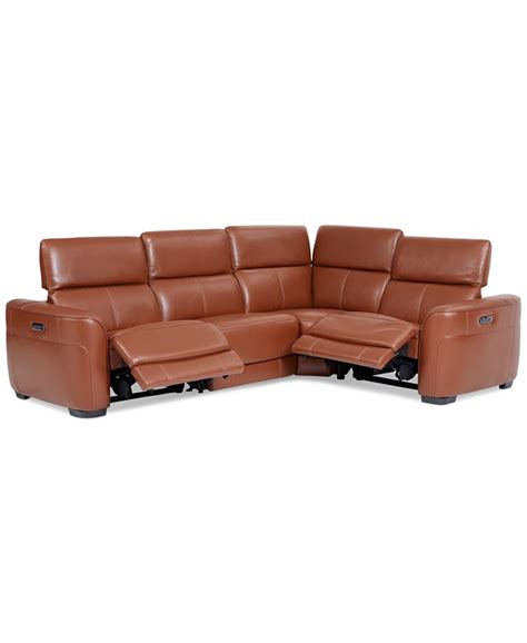 Furniture Lexanna 4-Pc. Leather Sectional with 2 Power Motion Recliners ...