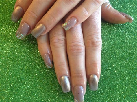 Acrylic nails with gold gelux gel polish gold glitter dust… | Flickr