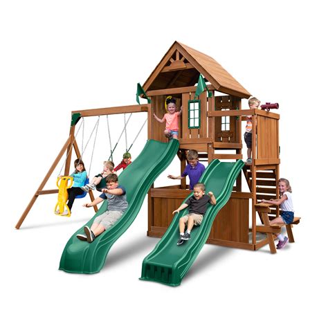 Swing-N-Slide Knightsbirdge Deluxe WS 8353 Wood Playset with Two Slides ...