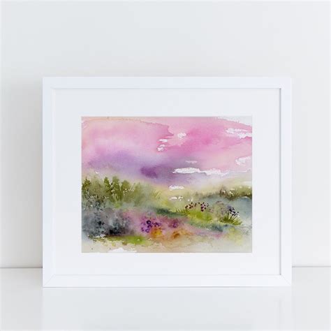 Watercolor Landscape Minimalist Art Watercolor Print Modern - Etsy