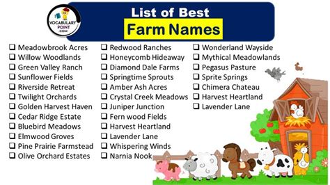 250+ Best Farm Names (Whimsical, Funny & Rustic) | Farm name, Farm ...