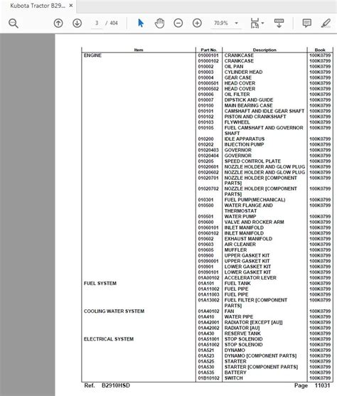 Kubota Tractor B2910HSD Parts Manual