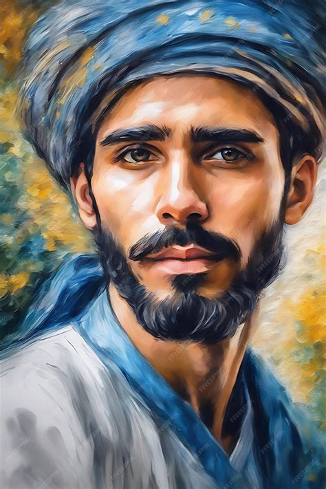 Premium AI Image | Portrait of a European Sufi Oil Painting Sensation Canvas Poster Printable