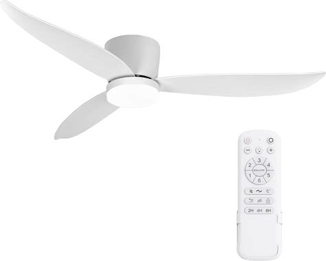 52 Inch White Ceiling Fans with Lights and Remote Control,Modern Flush ...