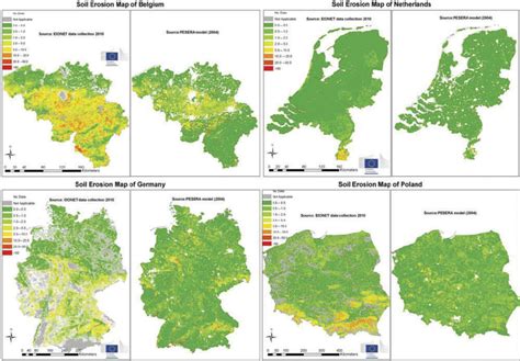 Soil erosion maps for Belgium, Netherlands, Germany and Poland ...