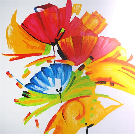 V38 Bright Floral | abstract art, interior art, artwork, hand painted ...