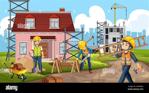 Building construction site background illustration Stock Vector Image ...