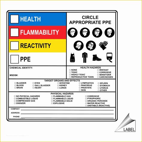 Free Hazardous Waste Label Template Of Health Flammability Reactivity ...