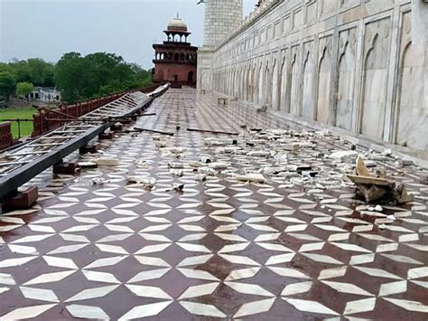 Damage - Taj Mahal damaged by thunderstorm | The Economic Times