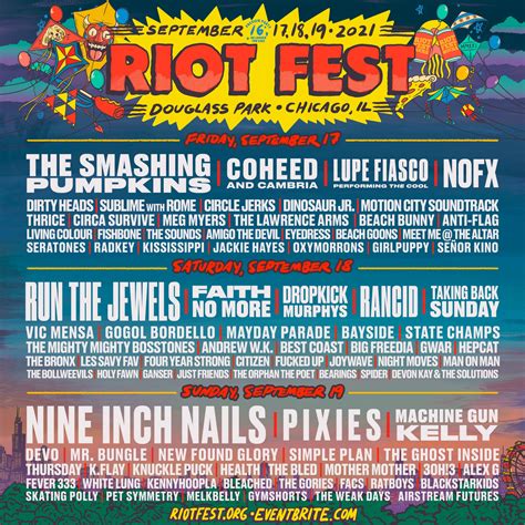 Daily Lineups Are Here! More Bands Announced for Riot Fest 2021