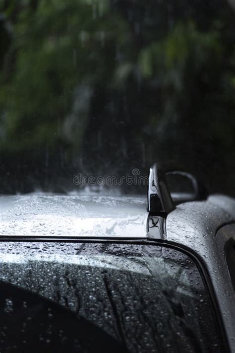 Rain / Water Drop of Rain on Roof Car with Outdoor Background Stock ...