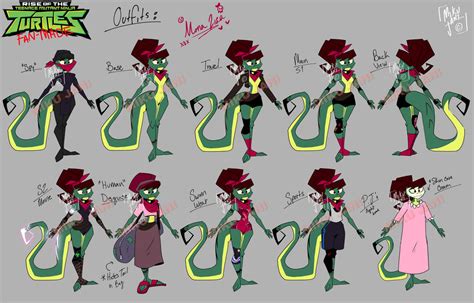 ROTTMNT Mona Lisa Character Sheet outfits (2/4) by MikuJaniArt on DeviantArt