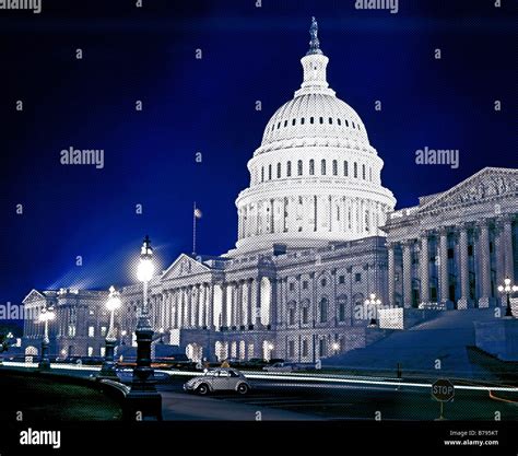 United States Capitol Dome in Washington DC USA at night Stock Photo ...