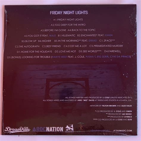 J. Cole J Cole Friday Night Lights 2LP Vinyl Limited Black 12" Record - A To Z Wax