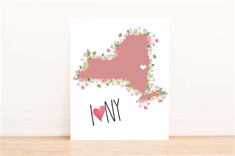 I love NY Print New York map poster NY state home sign | Etsy