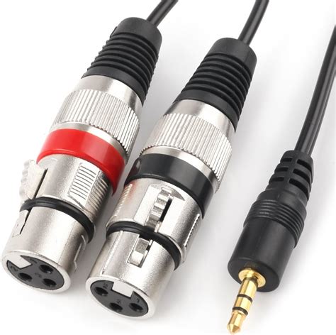 TISINO Dual Female XLR to 3.5mm TRS Stereo Y-Adapter Cable Unbalanced XLR to 1/8 Inch Mini Jack ...