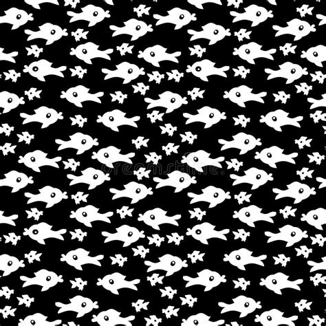 White Silhouettes of Fish on Black Background Stock Vector - Illustration of paper, painted ...