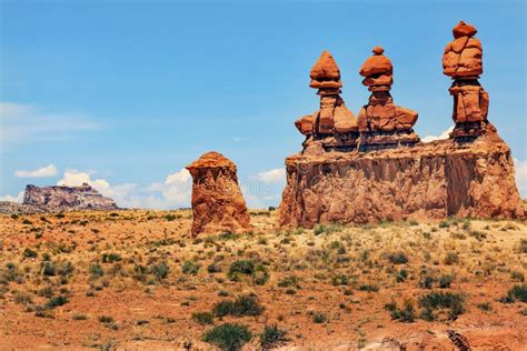 Three Sisters Hoodoos Goblin Valley State Park Rock Canyon Utah Stock ...