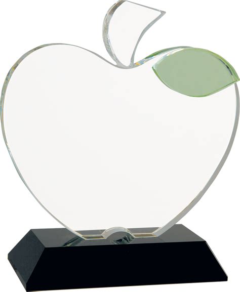 Etched Crystal Apple Award - The Glass Fox