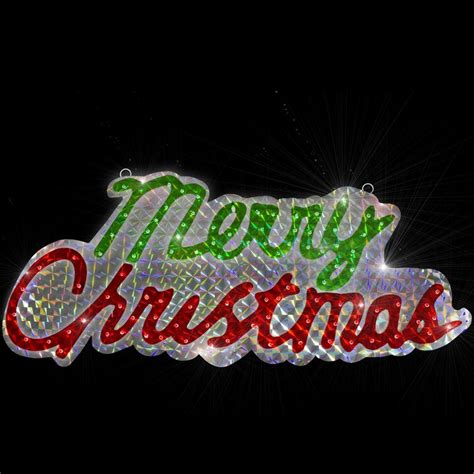 Northlight 45.5-Inch Lighted Holographic Merry Christmas Sign Outdoor Decoration | Wayfair