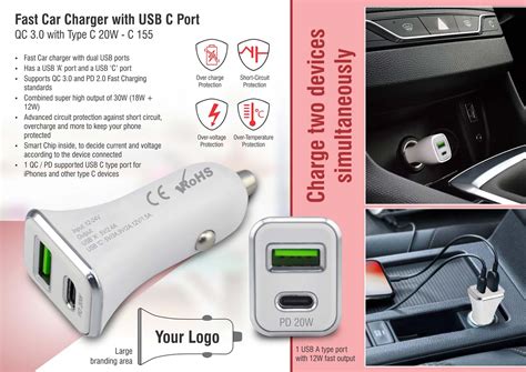 Fast car charger with USB C port | QC 3.0 withType C 20W - Power Plus store