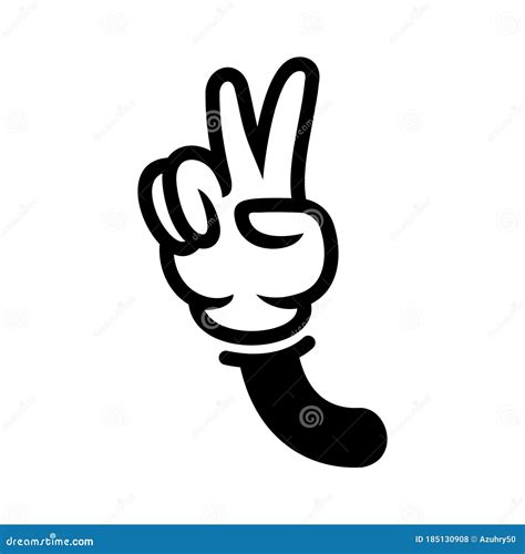 Cartoon Style Peace Hand, Hand Gesture V Sign for Victory or Peace Hand ...