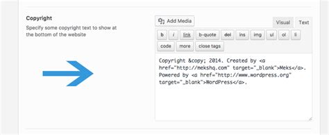 How to change footer copyright text - WordPress Theme FAQ - Meks