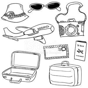 Travel Items In Black And White Stock Clipart | Royalty-Free | FreeImages